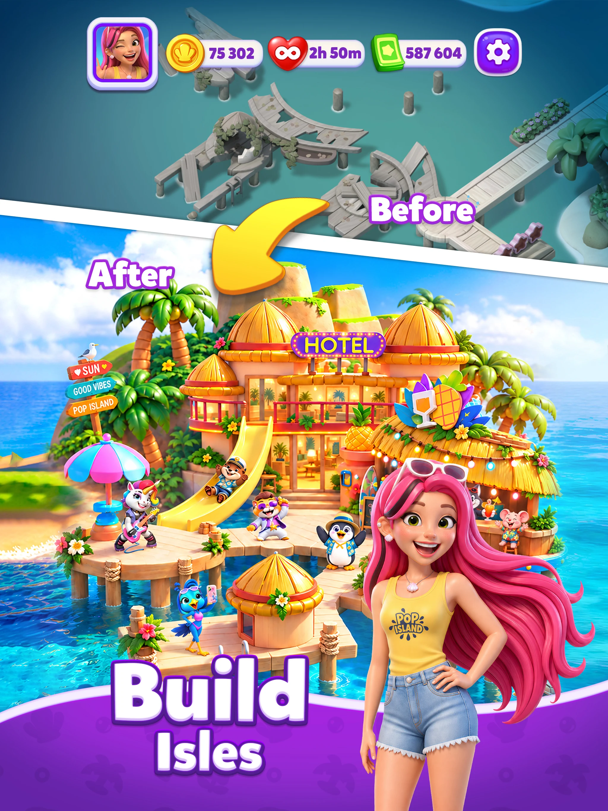 Pop Island: Match & Build screenshot