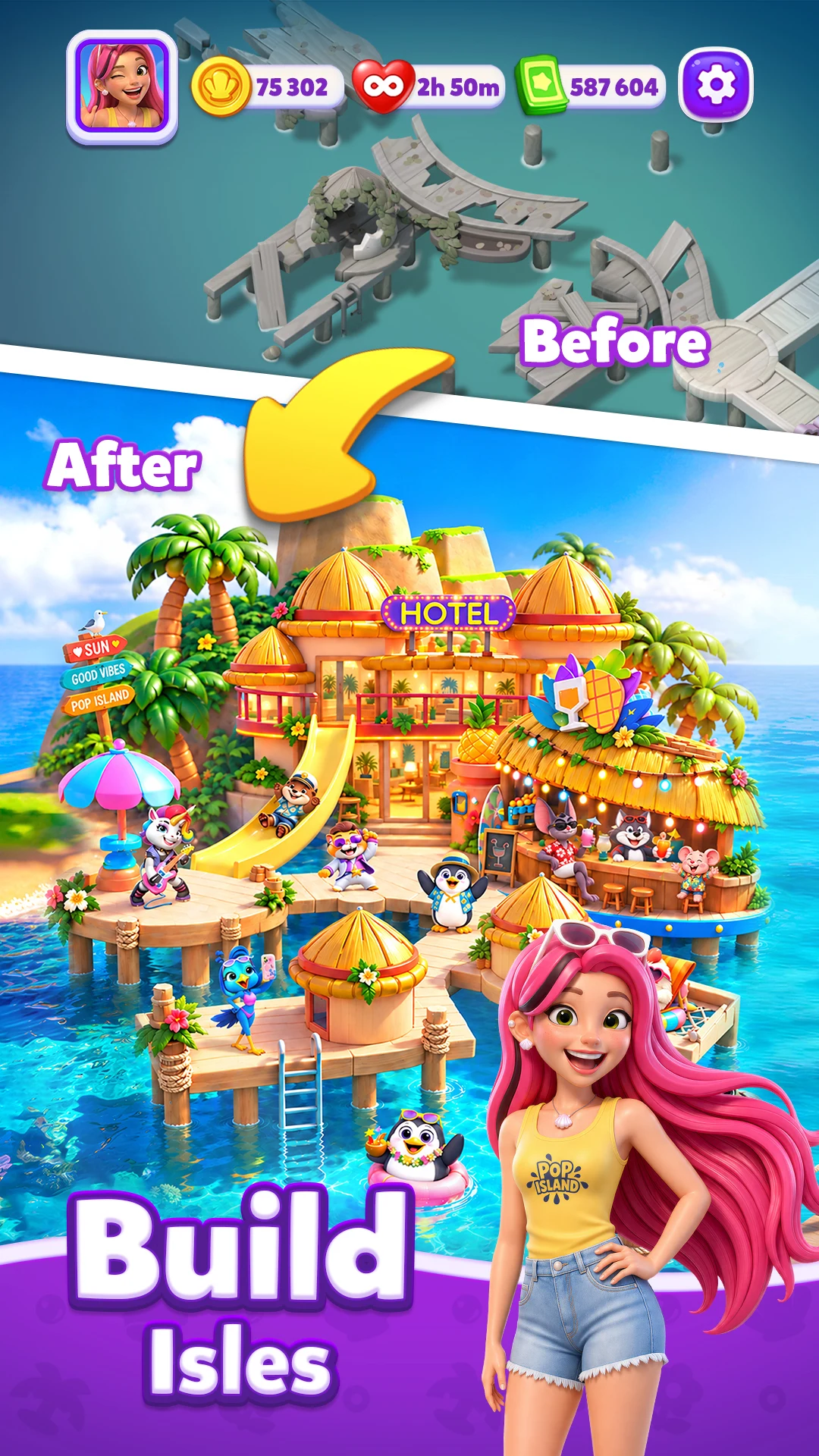 Pop Island: Match & Build screenshot